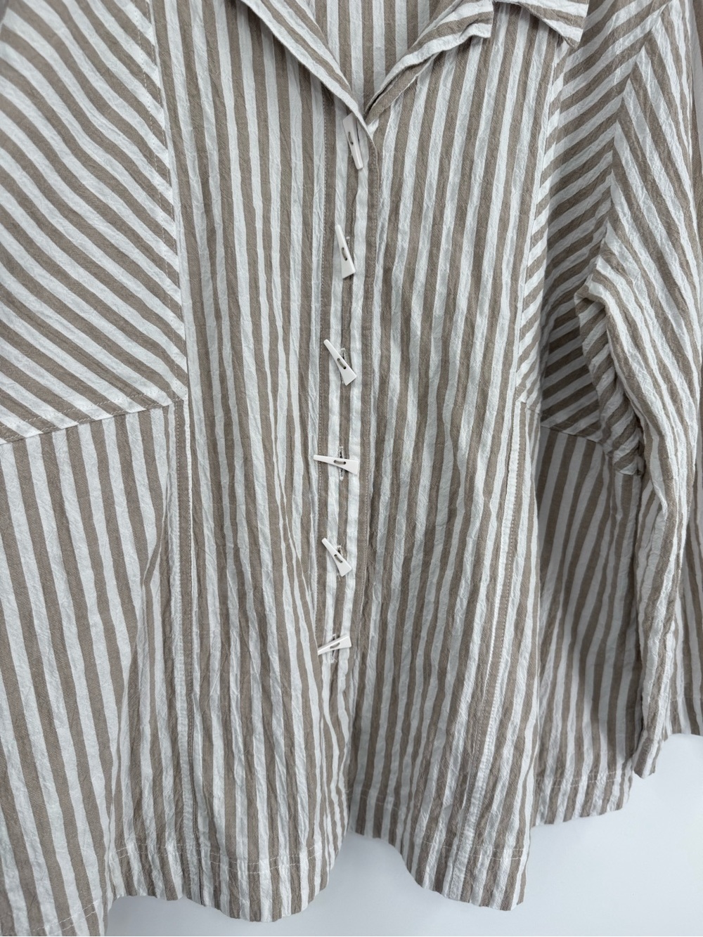 Ali Miles Top Button Up Striped Cotton Blend Shirt Size 1X Roll Tab Women beach - Picture 4 of 10
